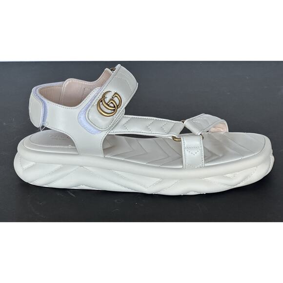Gucci GG Quilted Open Toe Women’s White Leather Sandals 10 US (40 Eu) 776936 NIB - Picture 8 of 16